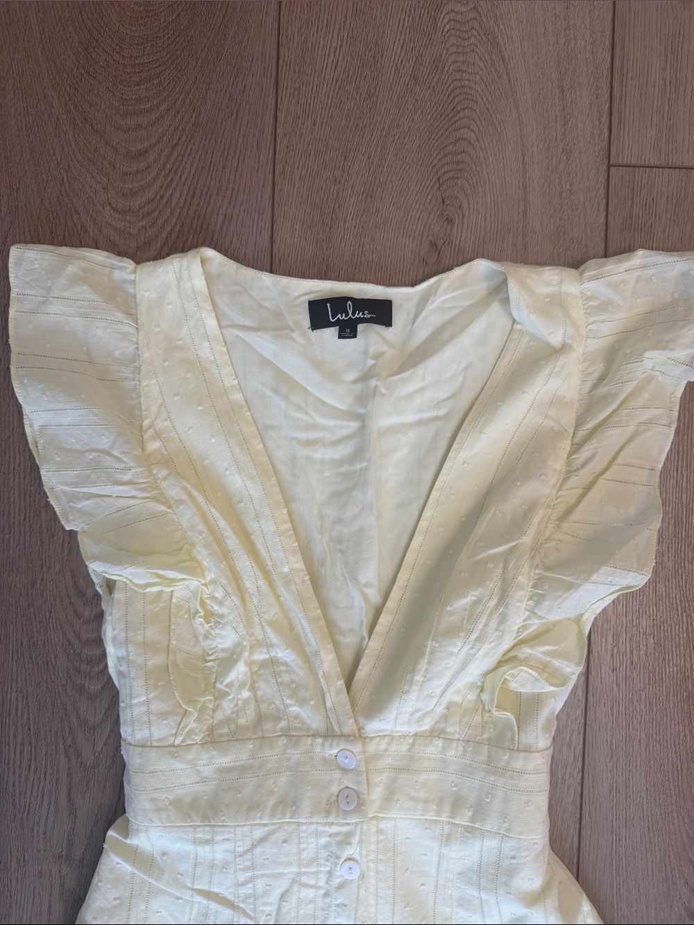 Lulu's Soft Buttercup Ruffle Button-Front Mini Dress - Picture 2 of 4